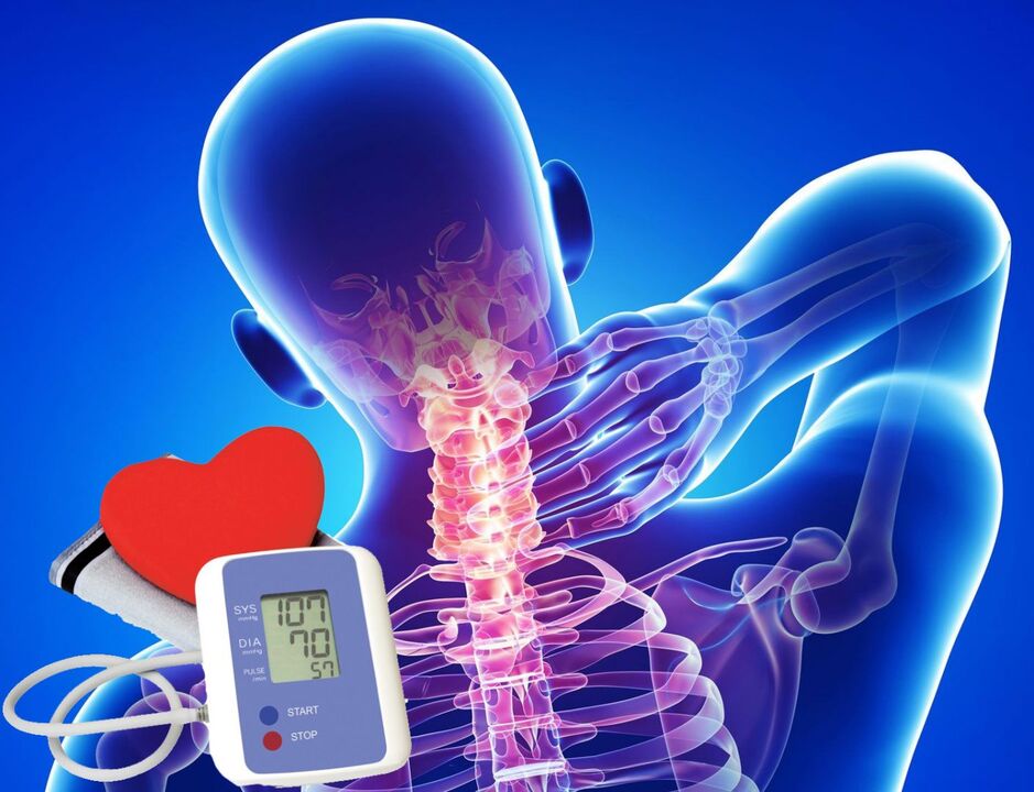 Kërcimet e presionit të gjakut me osteokondrozën e qafës së mitrës